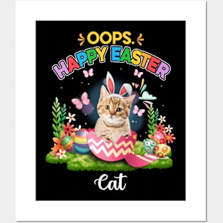 Bunny Cat Oops Happy Easter Eggs 2024, Easter Cat Posters and Art